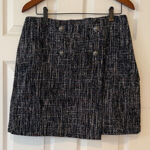 LOFT Black and White Textured Mini Skirt